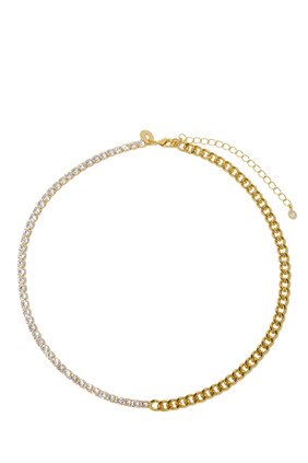 Tennis & Curb Chain Half Necklace